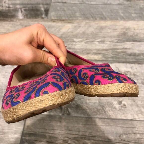 UGG Pink Canvas Indah Indahmara Lace Back Flats - Picture 12 of 14